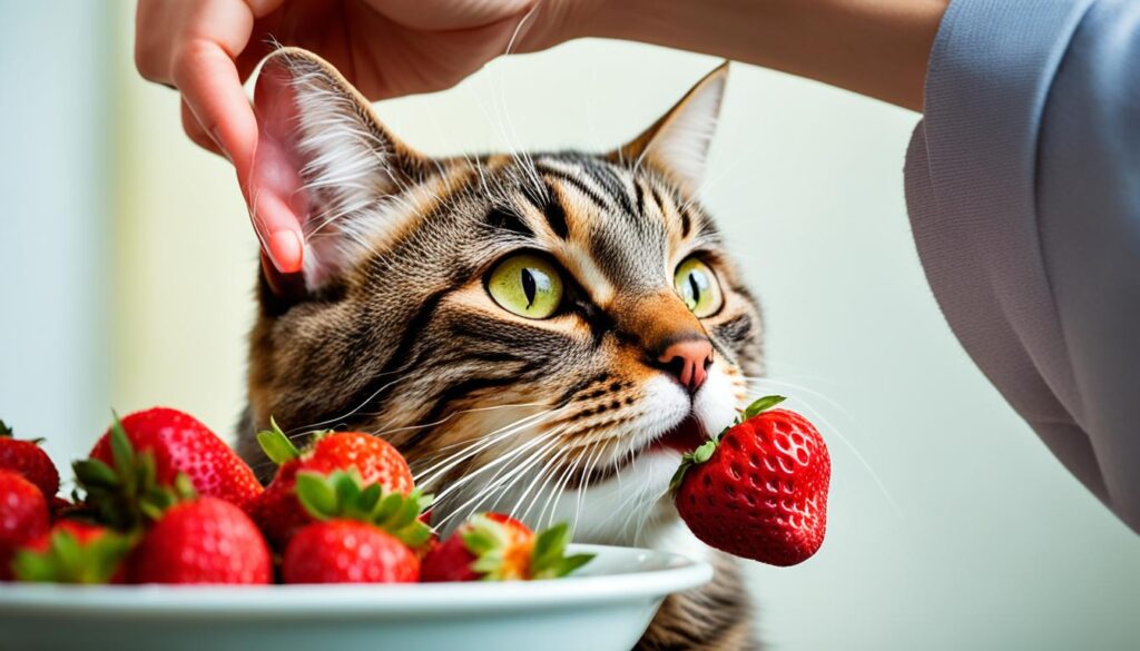 Strawberries as cat treats