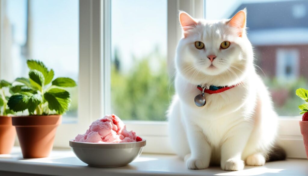 Homemade strawberry ice cream for cats